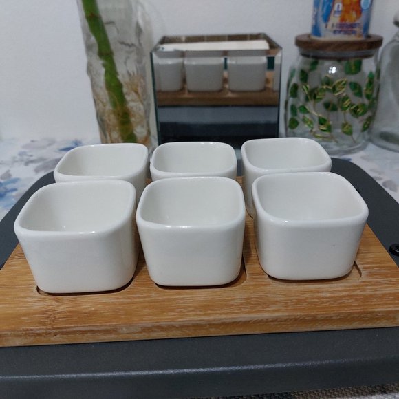 Ceramic Dipping Bowls Set of 6 with Tray Or Bowls for Side Dishes Cute Practical - Picture 2 of 8